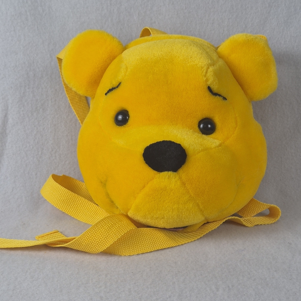 Winnie the Pooh Vintage Head Plush Backpack – Official Bear, Yellow Pooh
